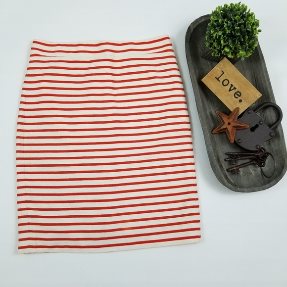 J. Crew Dresses & Skirts - J. Crew cream red striped No. 2 Pencil style skirt